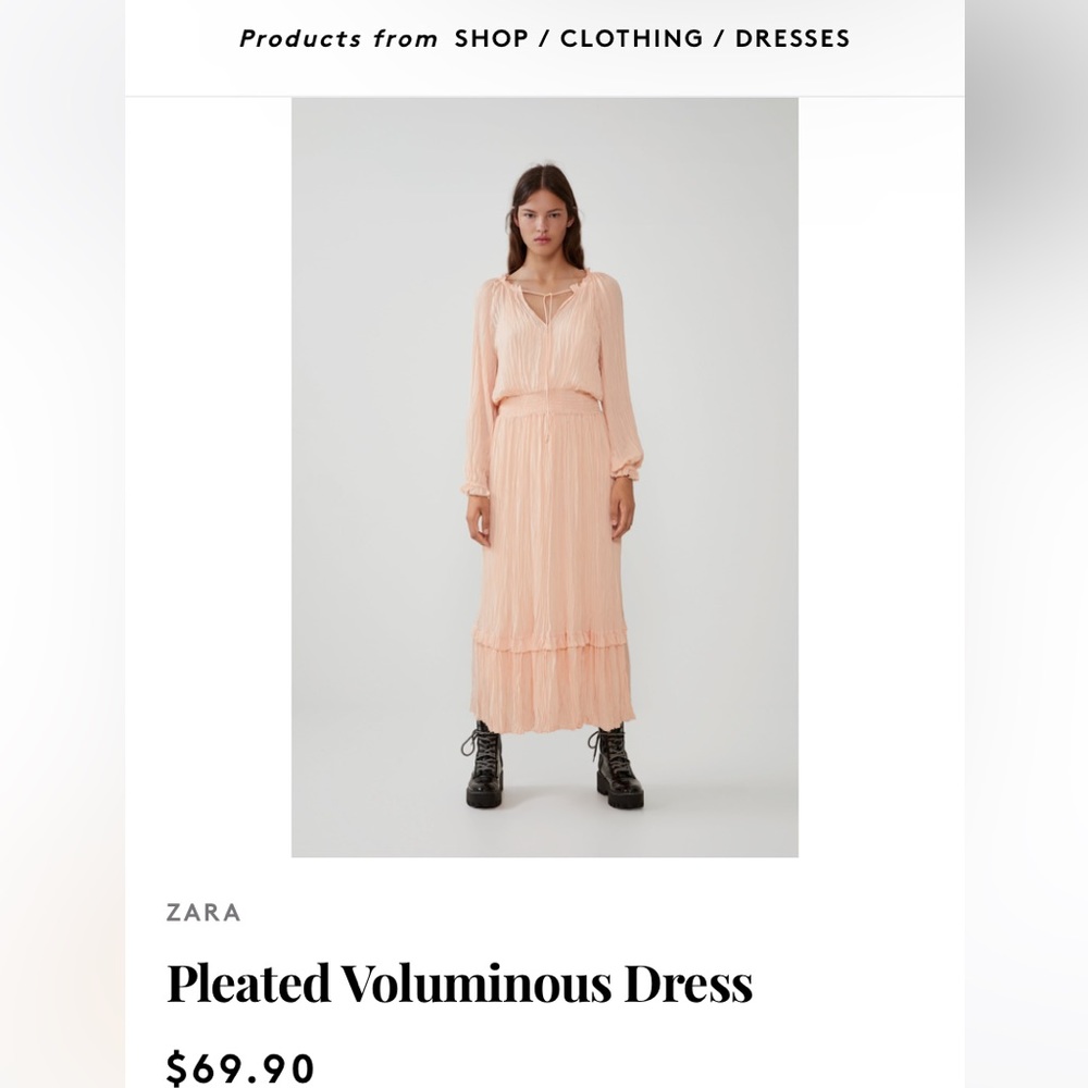 ZARA Pleated Voluminous Dress. Size - L - Picture 8 of 11
